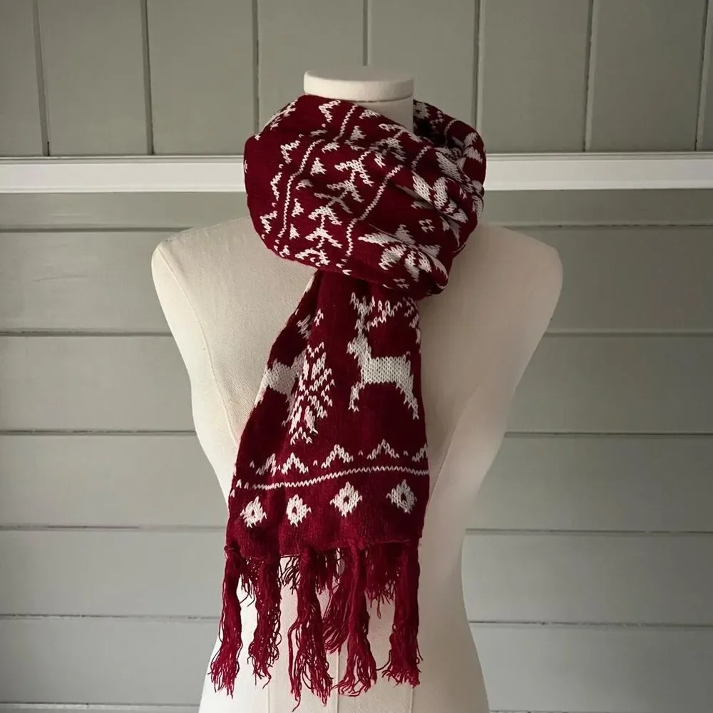 Unbranded Women's Red and Burgundy Scarf-wraps